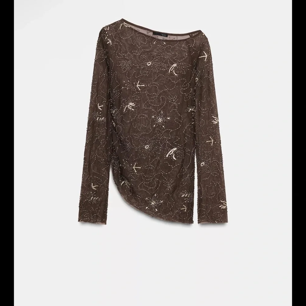 Zara Black Sheer Sequin Top - Picture 3 of 4